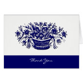 Dank u Woodcut Flower Basket Kaarten (Voorkant Horizontaal)