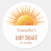 Dank u Yellow Sunshine Waterverf Baby shower Ronde Sticker (Voorkant)