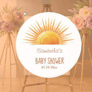 Dank u Yellow Sunshine Waterverf Baby shower Ronde Sticker