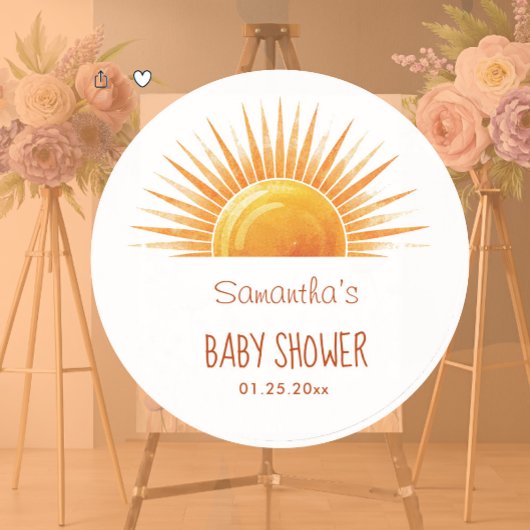 Dank u Yellow Sunshine Waterverf Baby shower Ronde Sticker