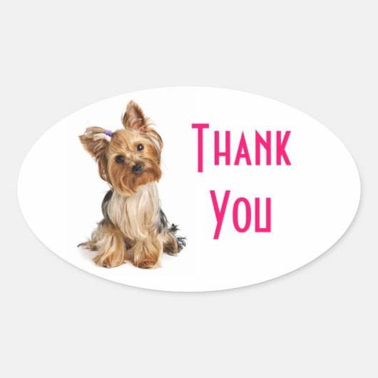 Dank u Yorkshire Terrier Puppy Dog Stickers (Voorkant)
