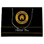 Dank U Zakelijk Logo Tekst Elegant Zwart Groot Cadeauzakje (Voorkant)