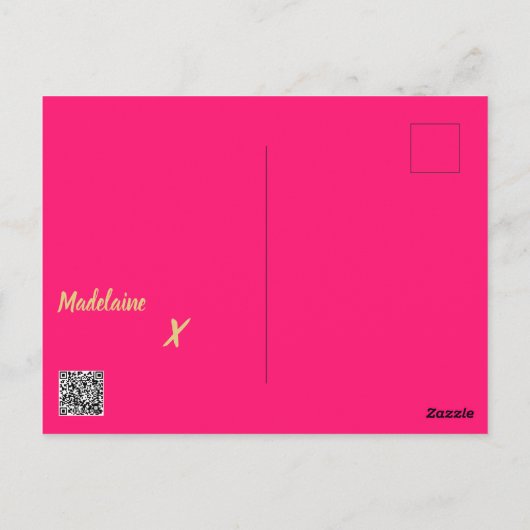 Dank U Zakelijk Roze QR Code Goud Persoonlijk  Briefkaart (Achterkant)