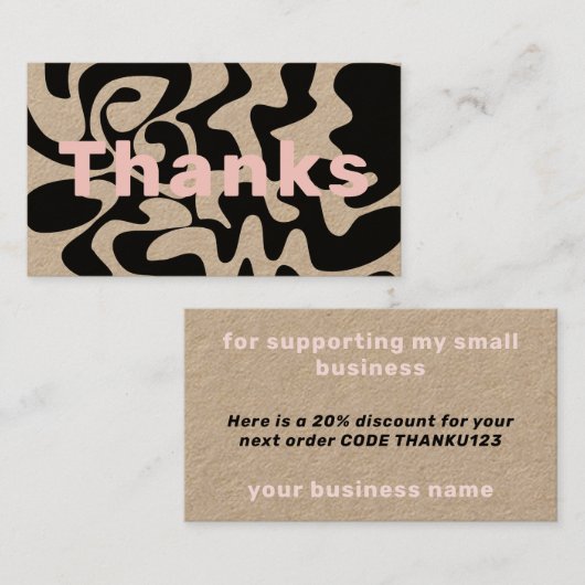 Dank u zakelijke korting Blush Groovy Kraft Visitekaartje (Voorkant / Achterkant)