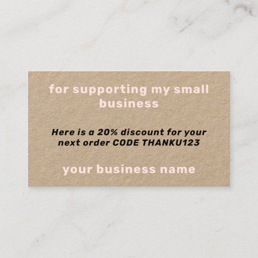 Dank u zakelijke korting Blush Groovy Kraft Visitekaartje (Achterkant)