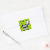 Dank u (zebra) vierkante sticker (Envelop)