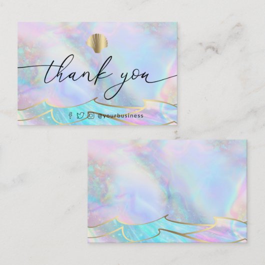 Dank u zeeschelp en oceaangolven visitekaartje (Voorkant / Achterkant)