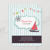 Dank u Zeilboot Verjaardag Flat Kaart (Voorkant / Achterkant)