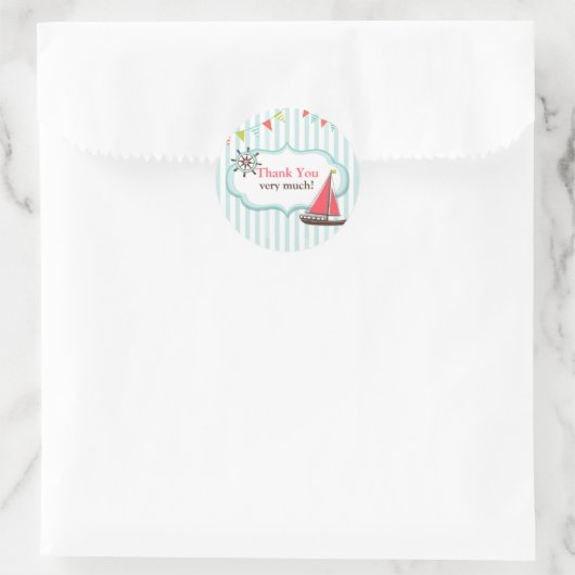 Dank u Zeilboot Verjaardag Stickers (Tas)