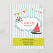 Dank u Zeilende Baby shower Kaart (Voorkant / Achterkant)