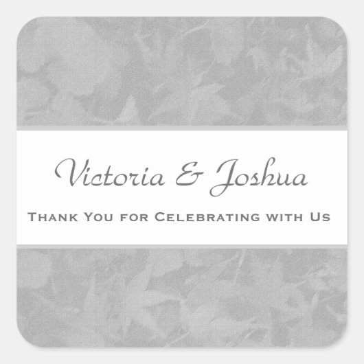 Dank u Zilver gedempte bladeren V23 Vierkante Sticker (Voorkant)