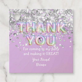 Dank u Zilveren Regenboogballonnen Bedankjes Labels