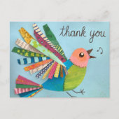 Dank U Zingende Collage Vogel Briefkaart (Voorkant)