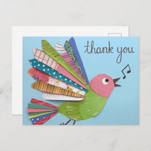 Dank U Zingende Vogel Briefkaart (Voorkant / Achterkant)