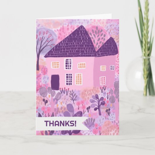 DANK U ZO VEEL Huis Tuin Waterverf Schattige Kaart (Voorkant)