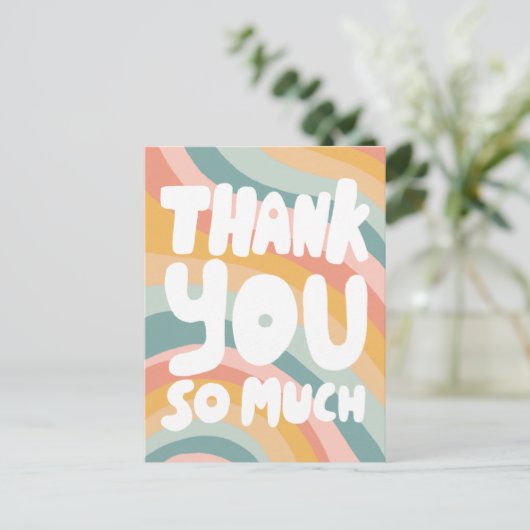 DANK U ZO VEEL Pastel Rainbow Stripes CUSTOM Briefkaart (Staand voorkant)