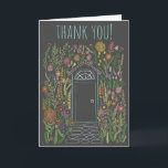 DANK U Zoete Tuindeur Kleurrijke Doodle Kaart<br><div class="desc">Ook beschikbaar als een digitale download om snel te e-mailen en op te slaan op de porto. Zoete tekening van een voordeur en tuin om iemand te bedanken voor hun hulp of misschien voor een heerlijk housewarming cadeau! Klik op "Personaliseren" hierboven om de tekst aan de voor- en binnenkant te...</div>