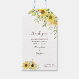 Dank u Zonnebloem groen bruiloft Cadeaulabel
