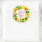 Dank u zonnebloem krans lavendel ronde sticker (Tas)