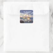 Dank u zonsondergang op het strand bruiloft Sticke Vierkante Sticker (Tas)