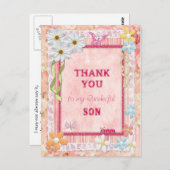 Dank u Zoon, bloemen en vlinders ambachtelijke kaa Briefkaart (Voorkant / Achterkant)