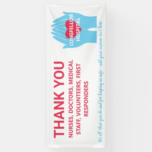 Dank u Zorgt artsen die Hands Aangepaste Tekst hel Spandoek (Verticaal)