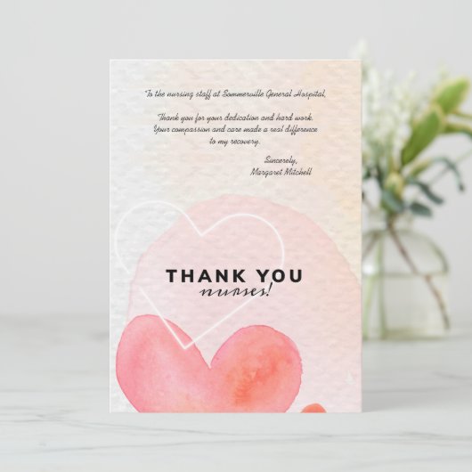 Dank u zuster bedankkaart (Staand voorkant)