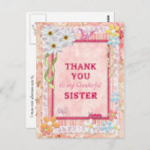 Dank u zuster, bloemen ambachtelijke kaart (Voorkant / Achterkant)