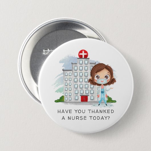 Dank u zuster | Button Waterverf illustratie (Voorkant /achterkant)