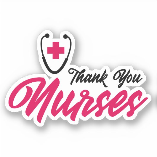 Dank u zuster | Roze Sticker (Voorkant)