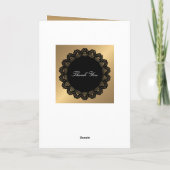 Dank u zwart cirkel kant gouden monogram bedankkaart (Achterkant)
