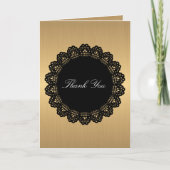 Dank u zwart cirkel kant gouden monogram bedankkaart (Voorkant)