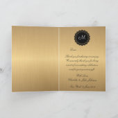 Dank u zwart cirkel kant gouden monogram bedankkaart (Binnen)
