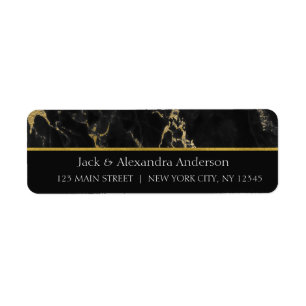 Dank u Zwart en Gouden Elegant Marmer Etiket