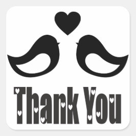 Dank u zwart en wit lovebirds liefde vierkante sticker