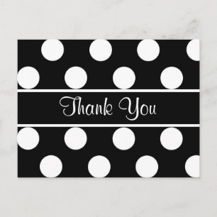 Dank u zwart en wit Polka Dot Briefkaart