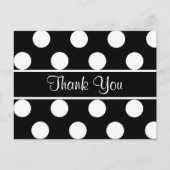 Dank u zwart en wit Polka Dot Briefkaart (Voorkant)