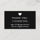 Dank u zwart korting hart visitekaartje (Voorkant)