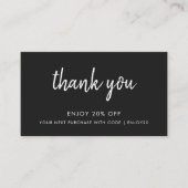 Dank u, zwart | Moderne minimalistische handgeschr Kortingskaartje (Voorkant)