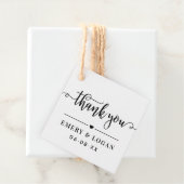 Dank u zwart script bruiloft monogram bedankjes labels (In situ)