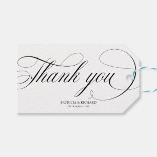 Dank u - Zwart Script Wedding Favor Labels Cadeaulabel