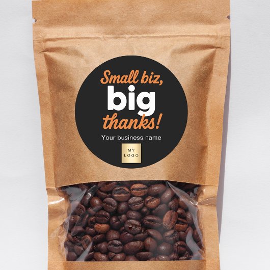 Dank u zwart sinaasappel business logo ronde sticker