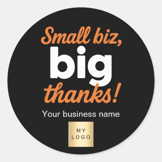 Dank u zwart sinaasappel business logo ronde sticker (Voorkant)