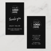 Dank u Zwart Stijlvol Modern Logo Business Kortingskaartje (Voorkant / Achterkant)