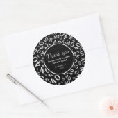 Dank u: Zwart-wit 40ste verjaardagsfeestje Ronde Sticker (Envelop)