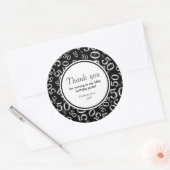 Dank u: Zwart-wit 50ste verjaardagsfeestje Ronde Sticker (Envelop)