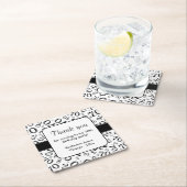 Dank u: Zwart/Wit 70ste Willekeurige Getal Patroon Kartonnen Onderzetters (Insitu)