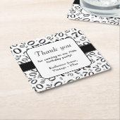 Dank u: Zwart/Wit 70ste Willekeurige Getal Patroon Kartonnen Onderzetters (Schuin)