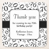 Dank u: Zwart/Wit 70ste Willekeurige Getal Patroon Kartonnen Onderzetters (Voorkant)