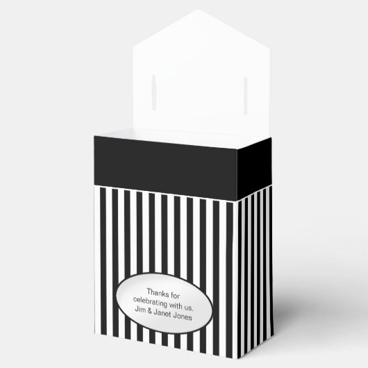 Dank u - Zwart/Wit Eenvoudige Strepen Patroon Bedankdoosjes (Geopend)